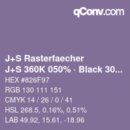 Farbcode: J+S Rasterfaecher - J+S 360K 050% · Black 30% | qconv.com