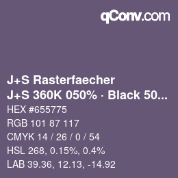 Code couleur: J+S Rasterfaecher - J+S 360K 050% · Black 50% | qconv.com