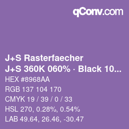 Farbcode: J+S Rasterfaecher - J+S 360K 060% · Black 10% | qconv.com