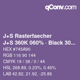Farbcode: J+S Rasterfaecher - J+S 360K 060% · Black 30% | qconv.com