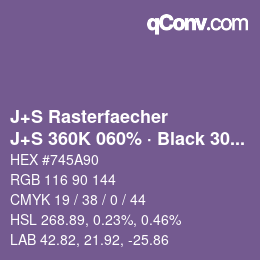 カラーコード: J+S Rasterfaecher - J+S 360K 060% · Black 30% | qconv.com