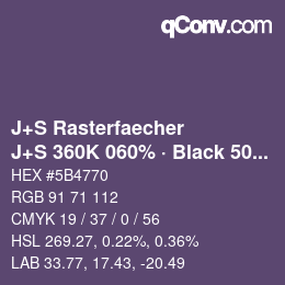 Farbcode: J+S Rasterfaecher - J+S 360K 060% · Black 50% | qconv.com