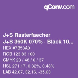 Farbcode: J+S Rasterfaecher - J+S 360K 070% · Black 10% | qconv.com
