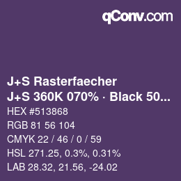 Color code: J+S Rasterfaecher - J+S 360K 070% · Black 50% | qconv.com