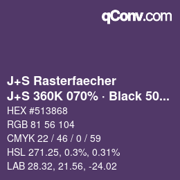 Code couleur: J+S Rasterfaecher - J+S 360K 070% · Black 50% | qconv.com
