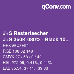 Farbcode: J+S Rasterfaecher - J+S 360K 080% · Black 10% | qconv.com