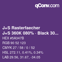 カラーコード: J+S Rasterfaecher - J+S 360K 080% · Black 30% | qconv.com