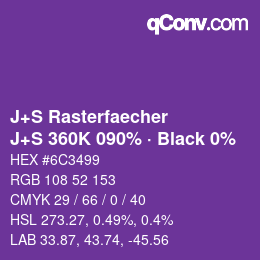 Farbcode: J+S Rasterfaecher - J+S 360K 090% · Black 0% | qconv.com