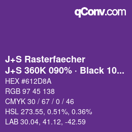 Farbcode: J+S Rasterfaecher - J+S 360K 090% · Black 10% | qconv.com
