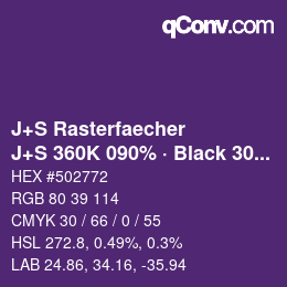 カラーコード: J+S Rasterfaecher - J+S 360K 090% · Black 30% | qconv.com