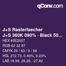 Farbcode: J+S Rasterfaecher - J+S 360K 090% · Black 50% | qconv.com