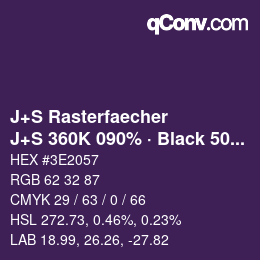 Color code: J+S Rasterfaecher - J+S 360K 090% · Black 50% | qconv.com