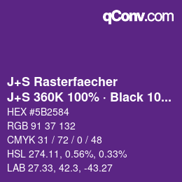 Color code: J+S Rasterfaecher - J+S 360K 100% · Black 10% | qconv.com