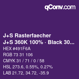 Farbcode: J+S Rasterfaecher - J+S 360K 100% · Black 30% | qconv.com