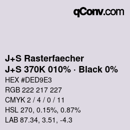 Farbcode: J+S Rasterfaecher - J+S 370K 010% · Black 0% | qconv.com