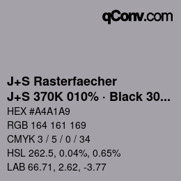 カラーコード: J+S Rasterfaecher - J+S 370K 010% · Black 30% | qconv.com