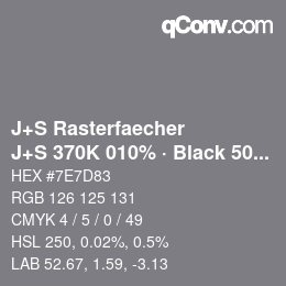 カラーコード: J+S Rasterfaecher - J+S 370K 010% · Black 50% | qconv.com