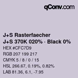 Farbcode: J+S Rasterfaecher - J+S 370K 020% · Black 0% | qconv.com