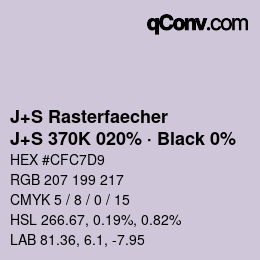 Color code: J+S Rasterfaecher - J+S 370K 020% · Black 0% | qconv.com