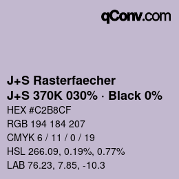カラーコード: J+S Rasterfaecher - J+S 370K 030% · Black 0% | qconv.com