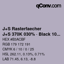 カラーコード: J+S Rasterfaecher - J+S 370K 030% · Black 10% | qconv.com