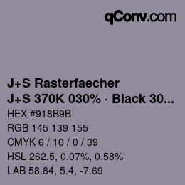 カラーコード: J+S Rasterfaecher - J+S 370K 030% · Black 30% | qconv.com