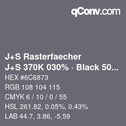 Farbcode: J+S Rasterfaecher - J+S 370K 030% · Black 50% | qconv.com