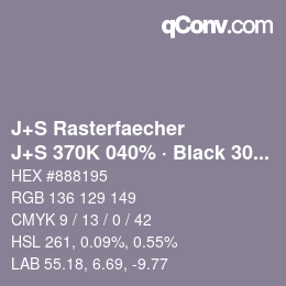 Code couleur: J+S Rasterfaecher - J+S 370K 040% · Black 30% | qconv.com