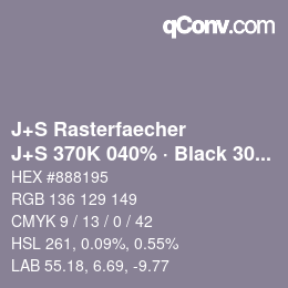 Color code: J+S Rasterfaecher - J+S 370K 040% · Black 30% | qconv.com