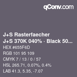 Color code: J+S Rasterfaecher - J+S 370K 040% · Black 50% | qconv.com