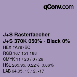 Farbcode: J+S Rasterfaecher - J+S 370K 050% · Black 0% | qconv.com