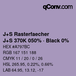 Color code: J+S Rasterfaecher - J+S 370K 050% · Black 0% | qconv.com