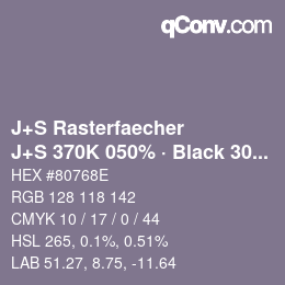 Color code: J+S Rasterfaecher - J+S 370K 050% · Black 30% | qconv.com