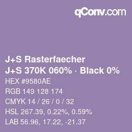 カラーコード: J+S Rasterfaecher - J+S 370K 060% · Black 0% | qconv.com
