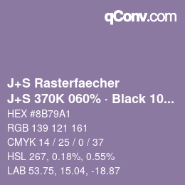 Code couleur: J+S Rasterfaecher - J+S 370K 060% · Black 10% | qconv.com