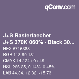 カラーコード: J+S Rasterfaecher - J+S 370K 060% · Black 30% | qconv.com