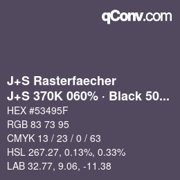 Color code: J+S Rasterfaecher - J+S 370K 060% · Black 50% | qconv.com