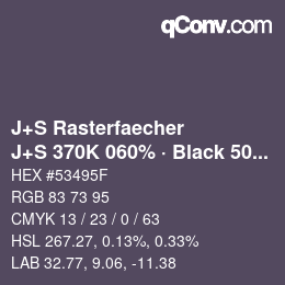 Code couleur: J+S Rasterfaecher - J+S 370K 060% · Black 50% | qconv.com