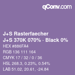 Farbcode: J+S Rasterfaecher - J+S 370K 070% · Black 0% | qconv.com