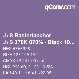 カラーコード: J+S Rasterfaecher - J+S 370K 070% · Black 10% | qconv.com
