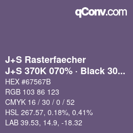 カラーコード: J+S Rasterfaecher - J+S 370K 070% · Black 30% | qconv.com
