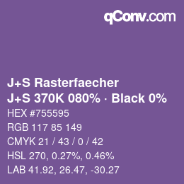 Code couleur: J+S Rasterfaecher - J+S 370K 080% · Black 0% | qconv.com
