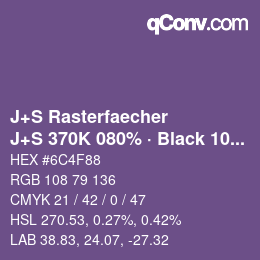 Farbcode: J+S Rasterfaecher - J+S 370K 080% · Black 10% | qconv.com