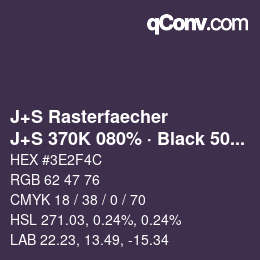 Code couleur: J+S Rasterfaecher - J+S 370K 080% · Black 50% | qconv.com