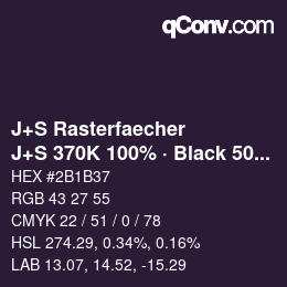 カラーコード: J+S Rasterfaecher - J+S 370K 100% · Black 50% | qconv.com