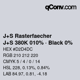 Farbcode: J+S Rasterfaecher - J+S 380K 010% · Black 0% | qconv.com