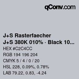 Farbcode: J+S Rasterfaecher - J+S 380K 010% · Black 10% | qconv.com