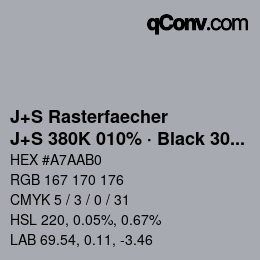 Code couleur: J+S Rasterfaecher - J+S 380K 010% · Black 30% | qconv.com