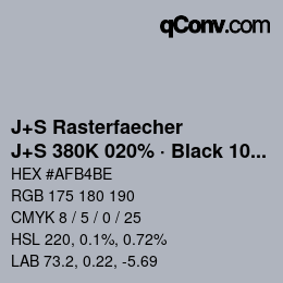 Code couleur: J+S Rasterfaecher - J+S 380K 020% · Black 10% | qconv.com