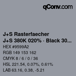 Farbcode: J+S Rasterfaecher - J+S 380K 020% · Black 30% | qconv.com